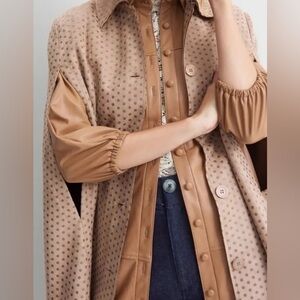 NWT ANTHROPOLOGIE MONARC Gina Sueded Glimmer  Longline Cape Jacket Size Small